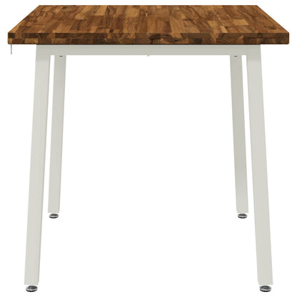 90 x 90 x 75 cm Legno di Acacia Massello Naturale e Bianco | homemem39