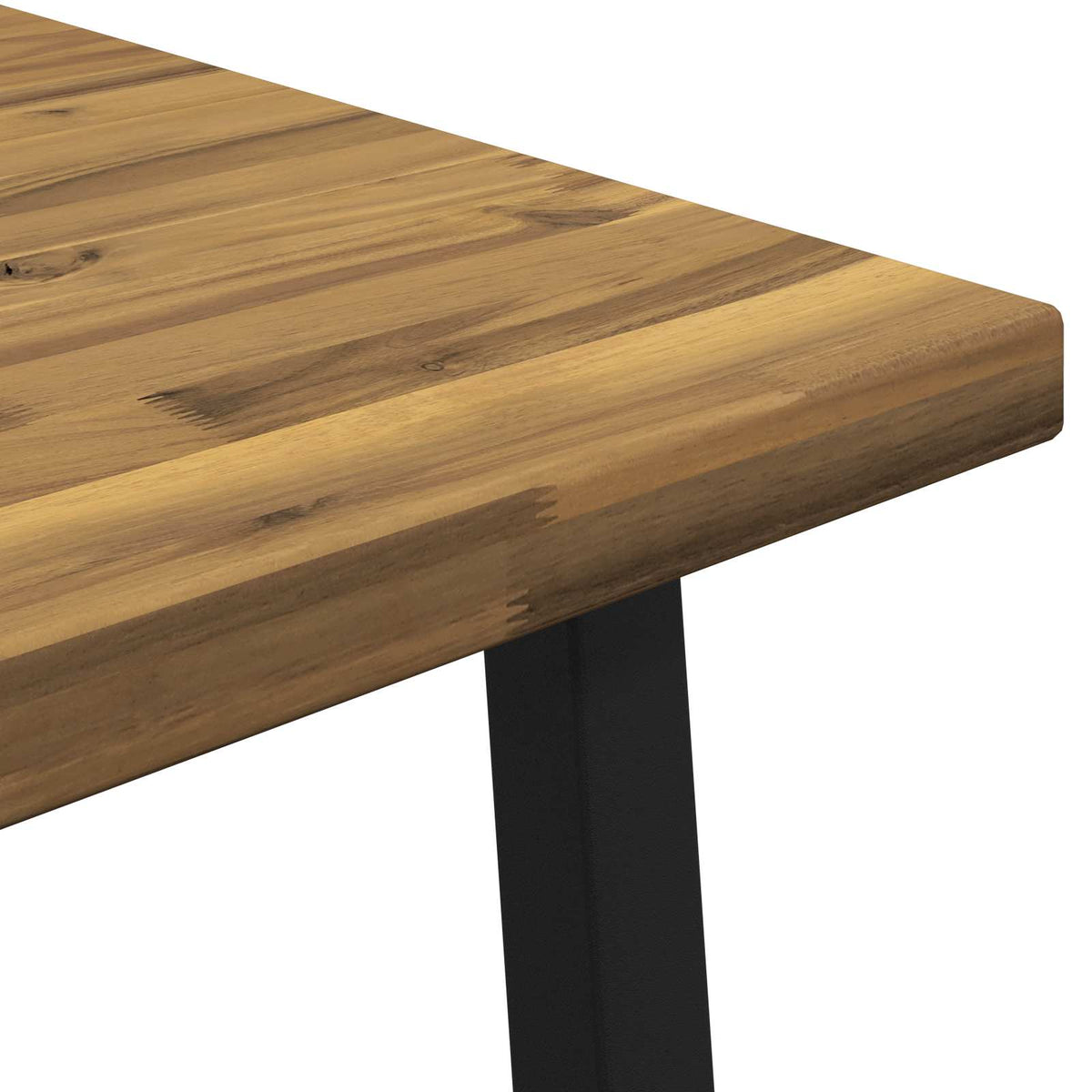 90 x 90 x 75 cm Legno di Acacia Massello Bianco e Nero Quadrato | homemem39