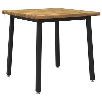 90 x 90 x 75 cm Legno di Acacia Massello Bianco e Nero Quadrato