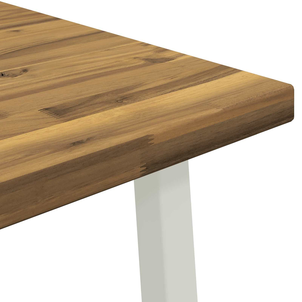 90 x 90 x 75 cm Legno di Acacia Massello Bianco Quadrato
