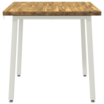 90 x 90 x 75 cm Legno di Acacia Massello Bianco Quadrato