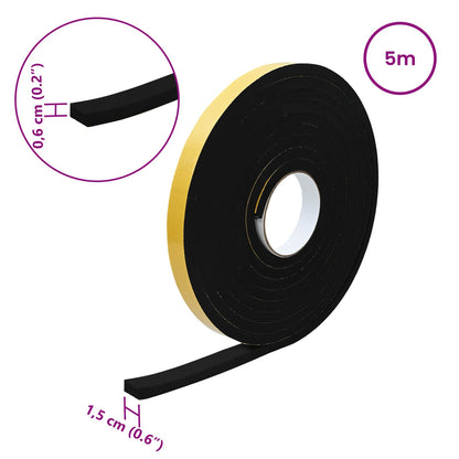 Nastro adesivo in schiuma 10 pcs Nero 15mm x 5m Schiuma CR | homemem39