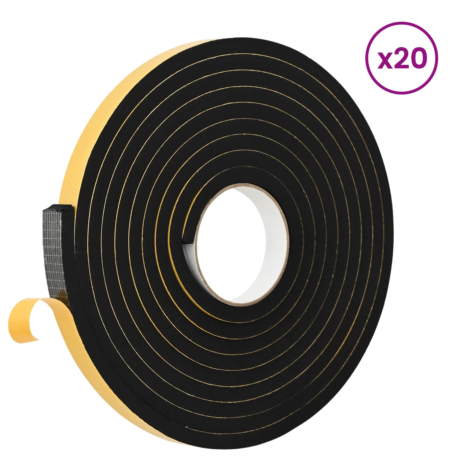Nastro adesivo in schiuma 20 pcs Nero 15mm x 5m Schiuma CR | homemem39
