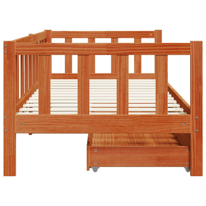 Daybed con testiera 3 pcs Marrone cerato Legno di Pino Massello | homemem39