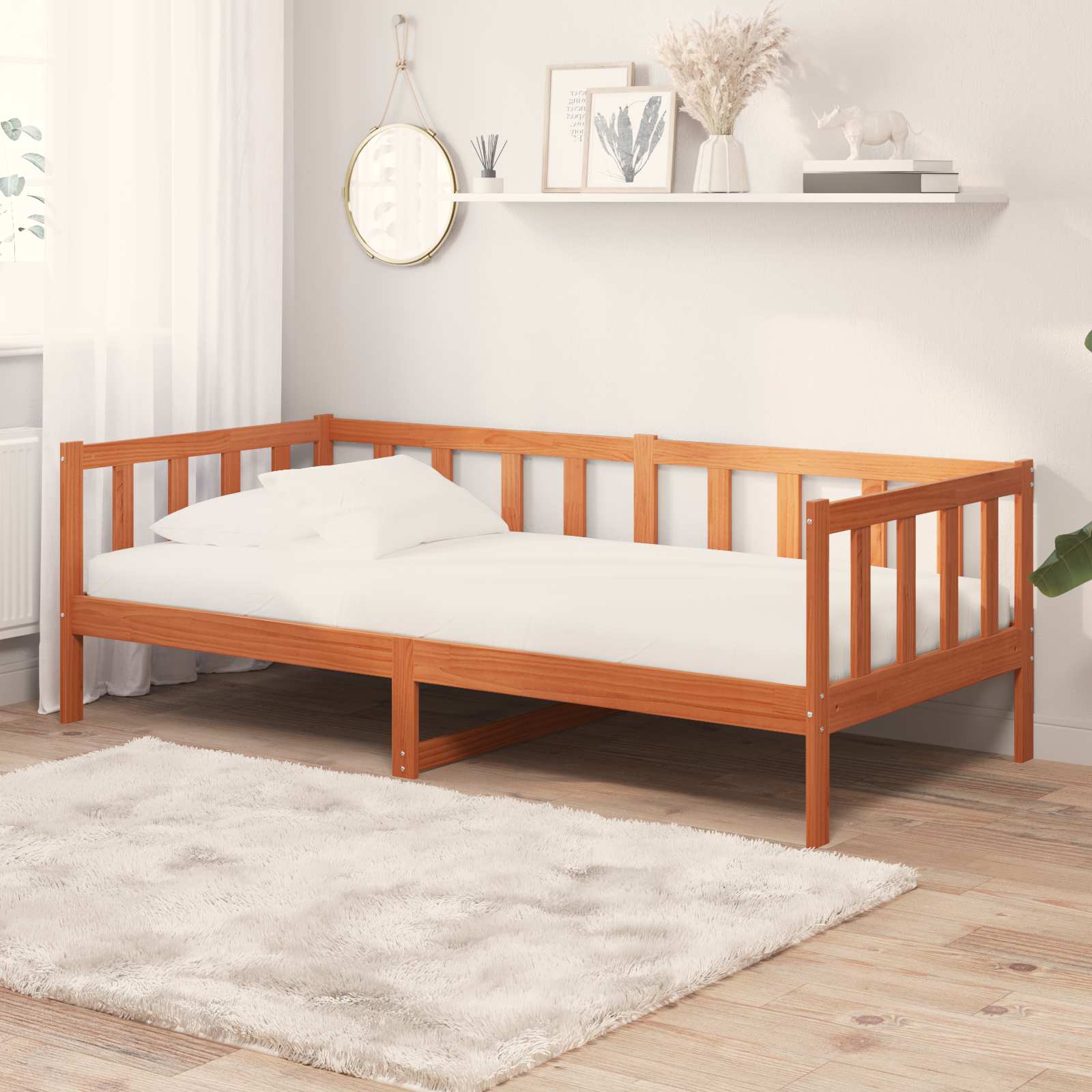 Letto Giorno con materasso Marrone Cera e Bianco 90 x 200 cm | homemem39