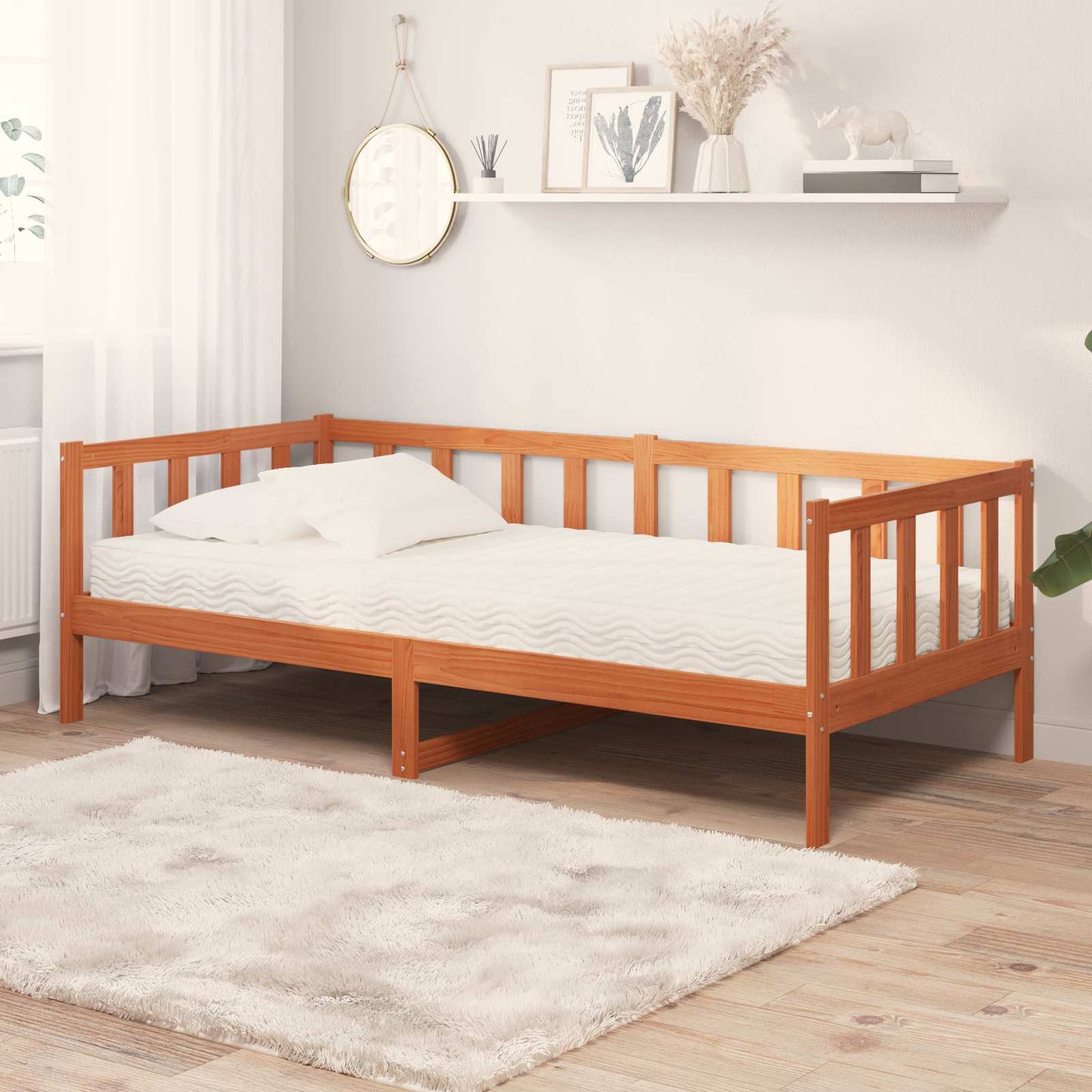 Letto Giorno con materasso Marrone Cera e Bianco 90 x 200 cm | homemem39