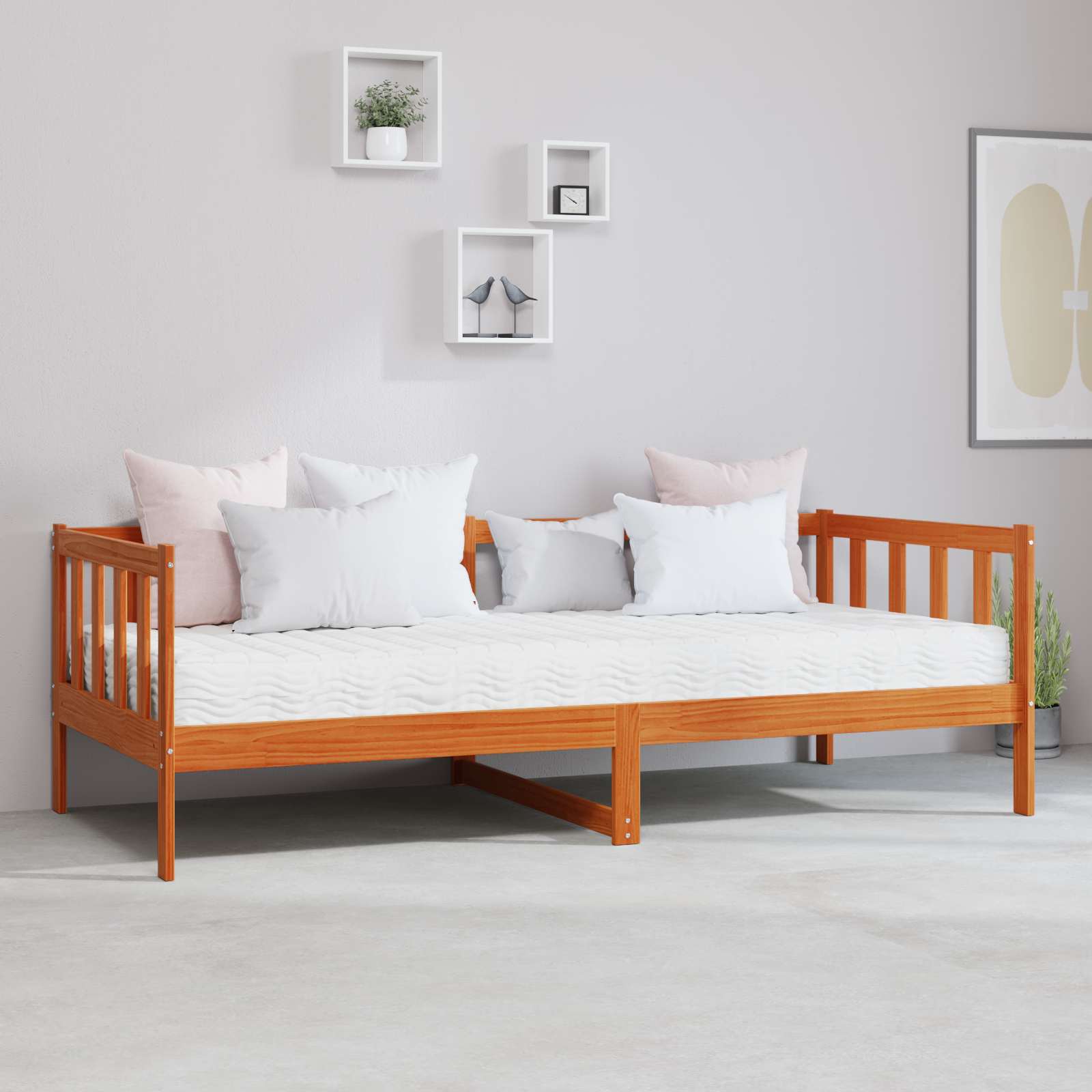 Letto Giorno con materasso Marrone Cera e Bianco 90 x 200 cm | homemem39