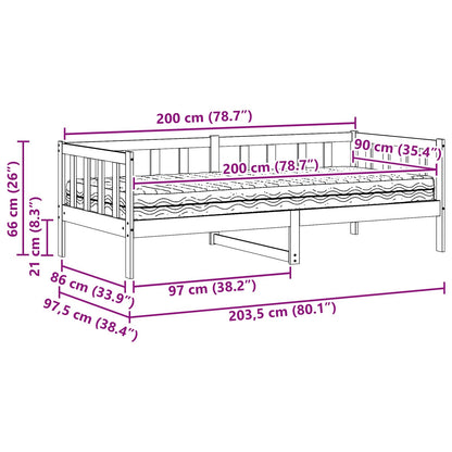 Letto Giorno con materasso Marrone Cera e Bianco 90 x 200 cm | homemem39