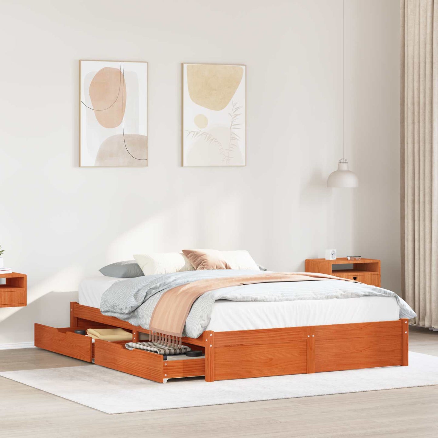 Struttura del letto con cassetto Marrone cerato 140 x 200 cm | homemem39