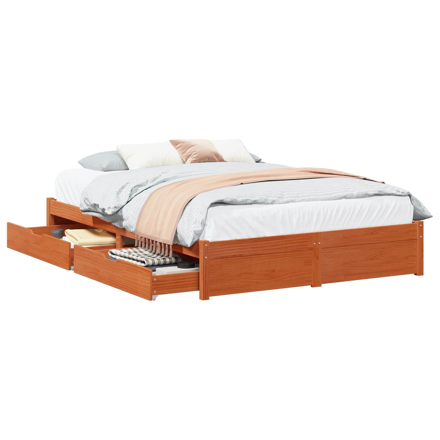 Struttura del letto con cassetto Marrone cerato 140 x 200 cm | homemem39