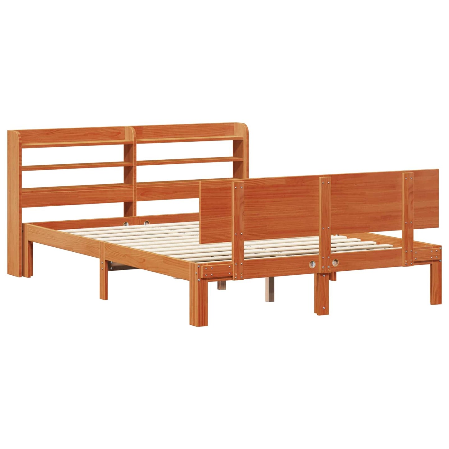 Struttura del letto 2 pcs Marrone cerato Legno di Pino Massello | homemem39