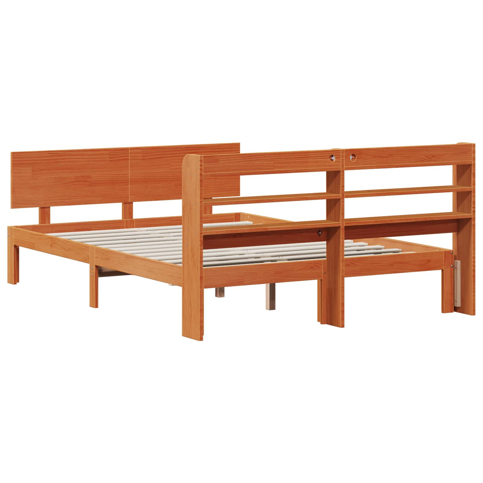 Struttura del letto 2 pcs Marrone cerato Legno di Pino Massello | homemem39