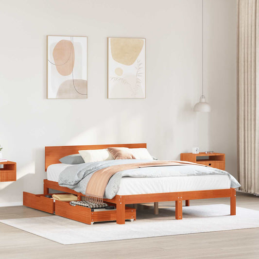 Struttura del letto 3 pcs Marrone cerato Legno di Pino Massello | homemem39
