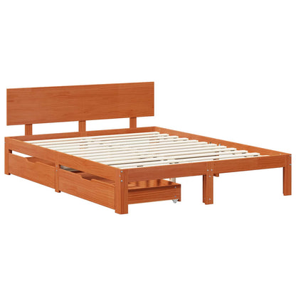 Struttura del letto 3 pcs Marrone cerato Legno di Pino Massello | homemem39