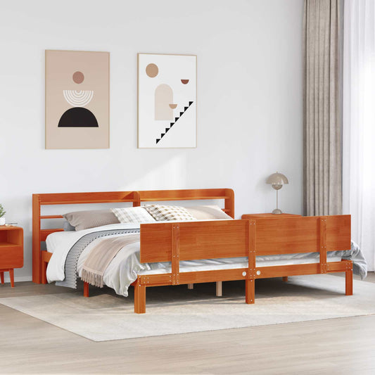 Struttura del letto 2 pcs Marrone cerato Legno di Pino Massello | homemem39