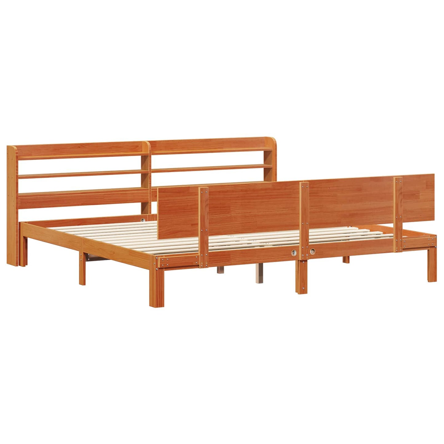 Struttura del letto 2 pcs Marrone cerato Legno di Pino Massello | homemem39