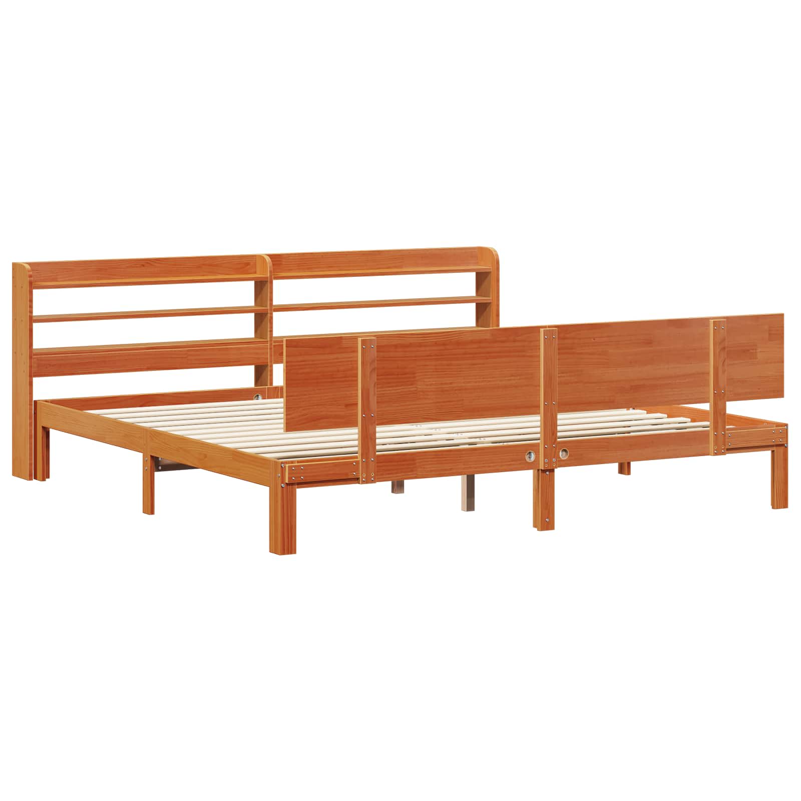 Struttura del letto 2 pcs Marrone cerato Legno di Pino Massello | homemem39