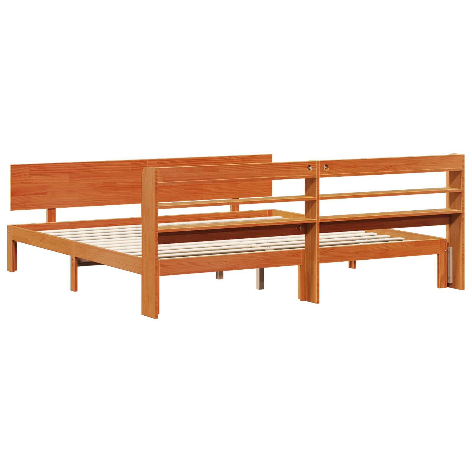 Struttura del letto 2 pcs Marrone cerato Legno di Pino Massello | homemem39