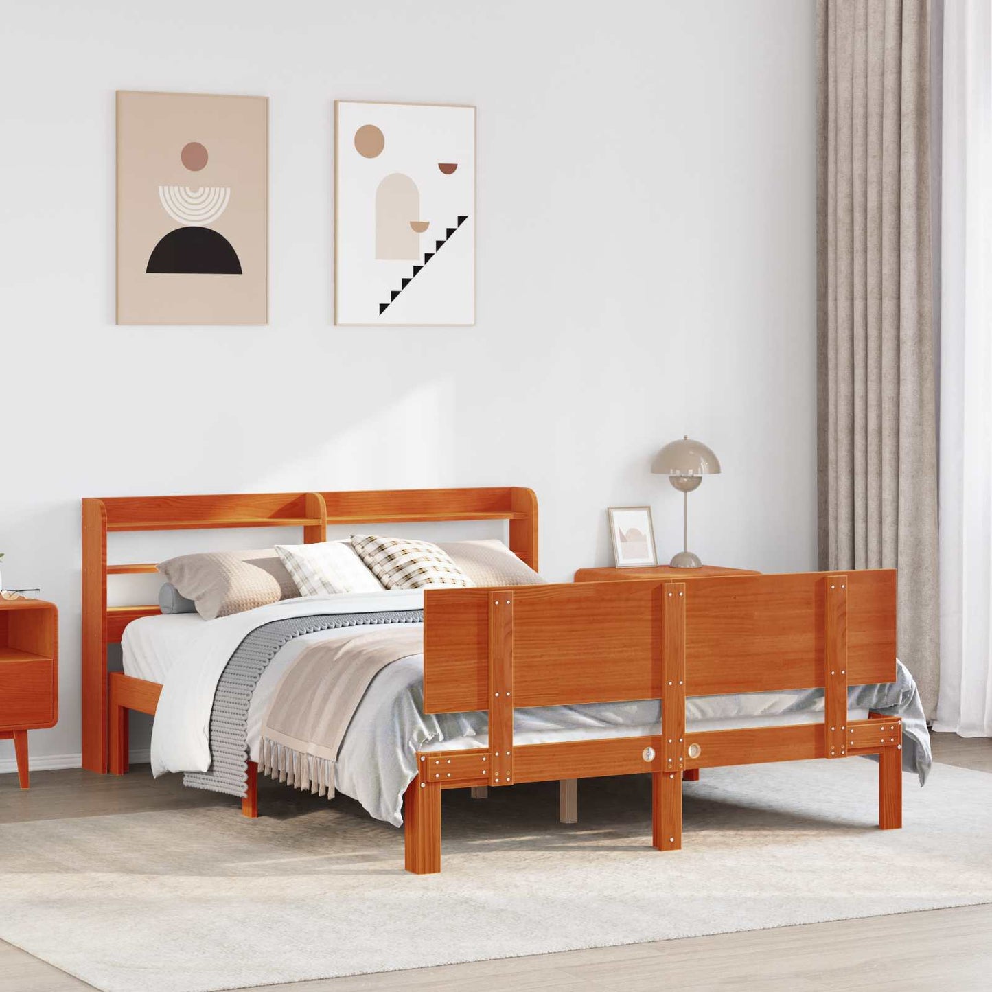 Struttura del letto 2 pcs Marrone cerato Legno di Pino Massello | homemem39