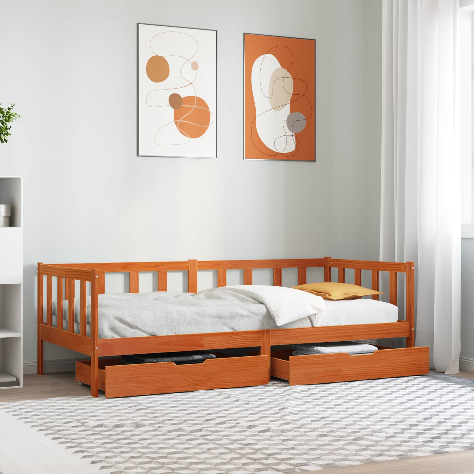 Daybed con testiera 3 pcs Marrone cerato Legno di Pino Massello | homemem39
