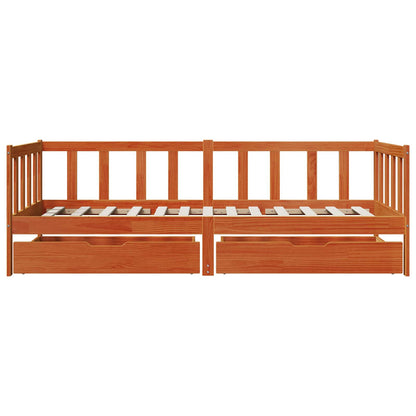 Daybed con testiera 3 pcs Marrone cerato Legno di Pino Massello | homemem39