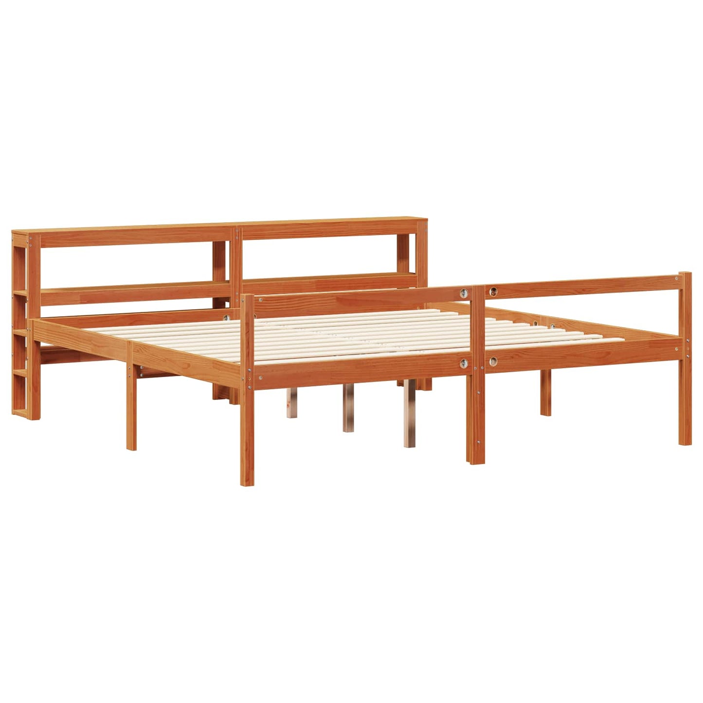 Struttura del letto 2 pcs Marrone cerato Legno di Pino Massello | homemem39