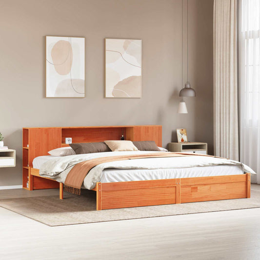 Libreria Struttura Letto Marrone cerato 180 x 200 cm