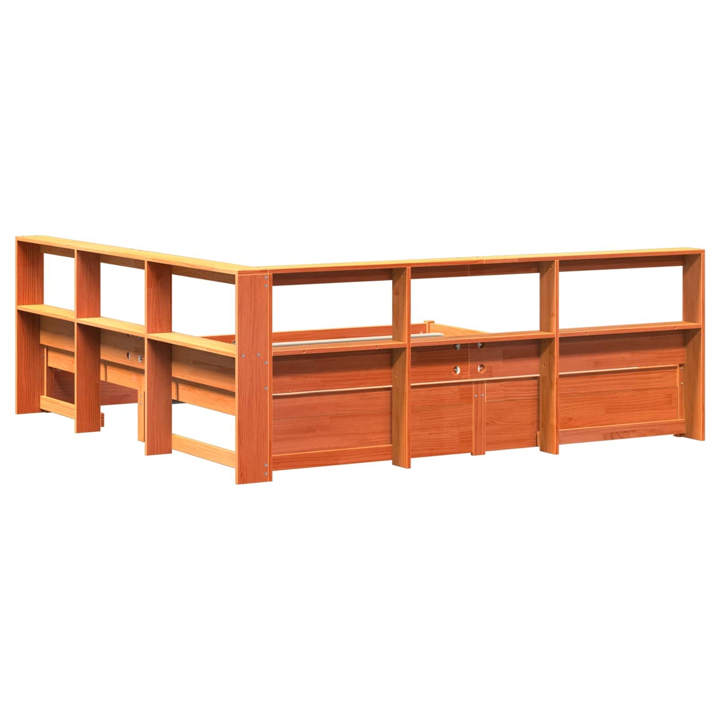 Letto Libreria con testiera 2 pcs Marrone cerato 200 x 200 cm | homemem39