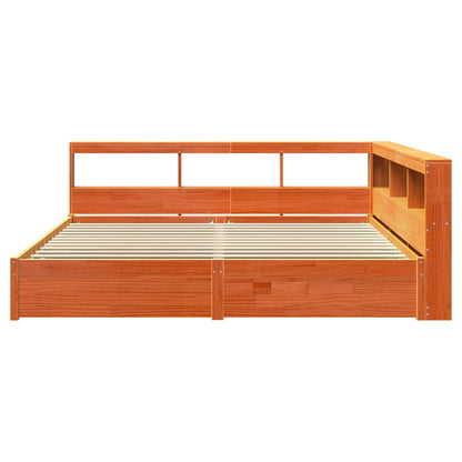 Letto Libreria con testiera 2 pcs Marrone cerato 200 x 200 cm | homemem39