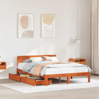 Struttura del letto 3 pcs Marrone cerato Legno di Pino Massello | homemem39