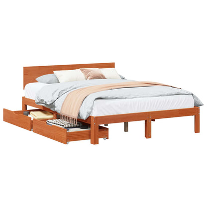 Struttura del letto 3 pcs Marrone cerato Legno di Pino Massello | homemem39
