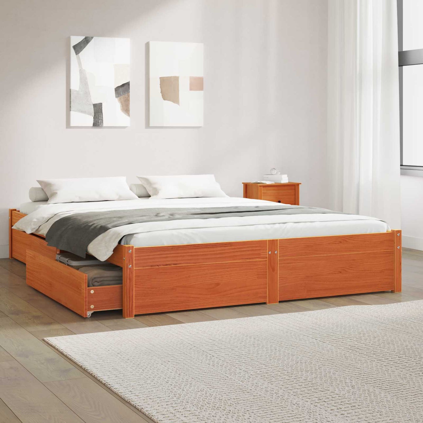Struttura del letto con cassetto Marrone cerato 160 x 200 cm | homemem39