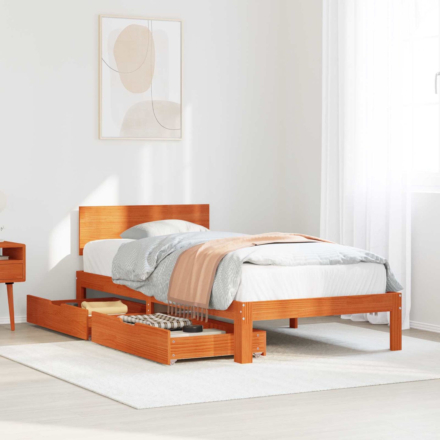 Struttura del letto 3 pcs Marrone cerato Legno di Pino Massello | homemem39
