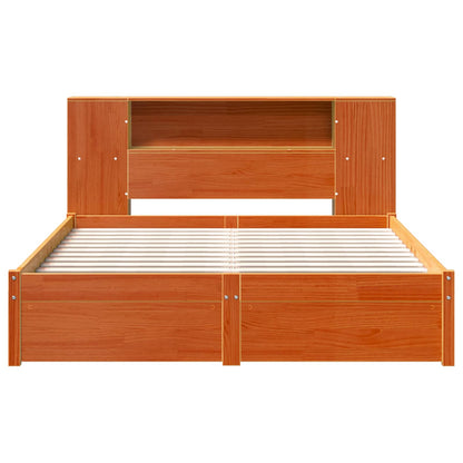 Libreria Struttura Letto Marrone cerato 140 x 200 cm