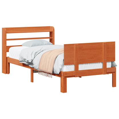 Struttura del letto 2 pcs Marrone cerato Legno di Pino Massello | homemem39