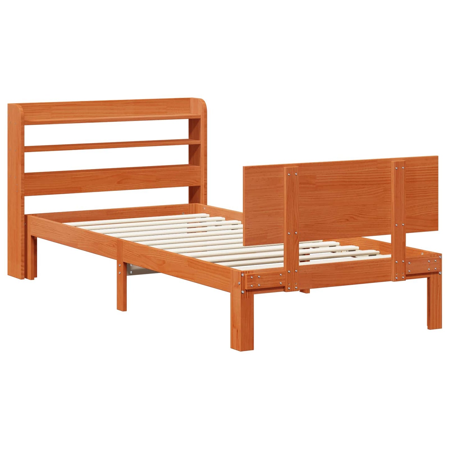 Struttura del letto 2 pcs Marrone cerato Legno di Pino Massello | homemem39
