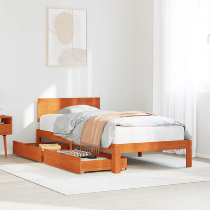 Struttura del letto 3 pcs Marrone cerato Legno di Pino Massello | homemem39
