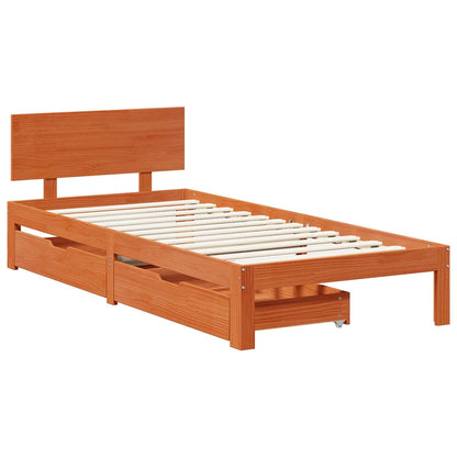 Struttura del letto 3 pcs Marrone cerato Legno di Pino Massello | homemem39