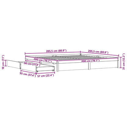 Struttura del letto con cassetto Marrone cerato 200 x 200 cm | homemem39