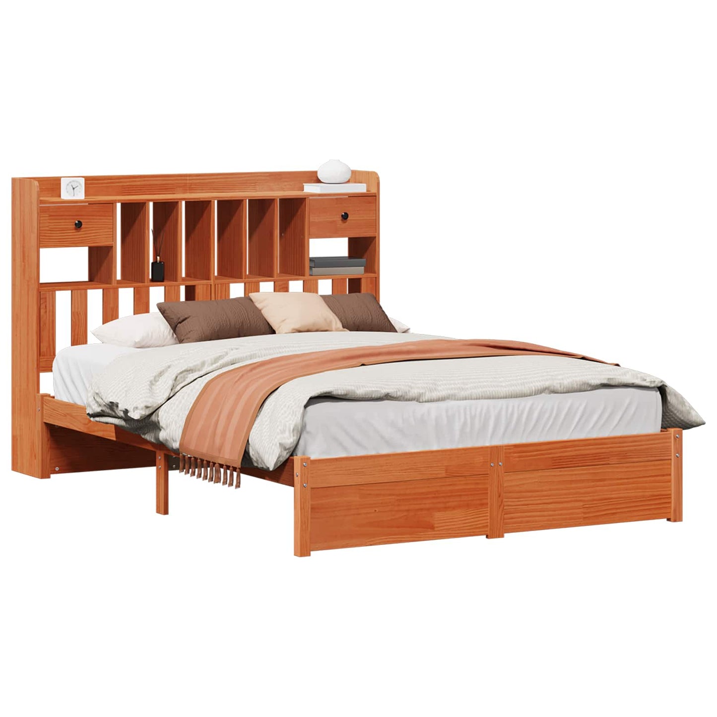 Libreria Struttura Letto con testiera Marrone Cera 200 x 150 cm | homemem39