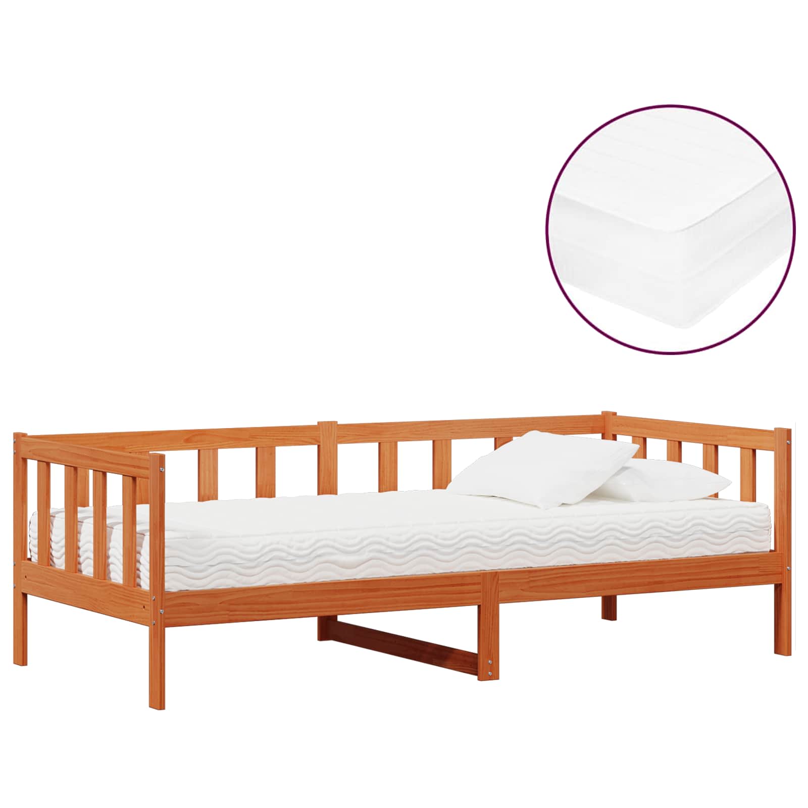 Letto Giorno con materasso Marrone Cera e Bianco 90 x 200 cm | homemem39