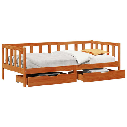Daybed con cassetto 3 pcs Marrone cerato Legno di Pino Massello | homemem39