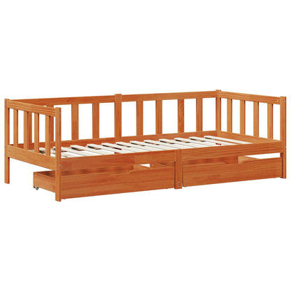 Daybed con cassetto 3 pcs Marrone cerato Legno di Pino Massello | homemem39