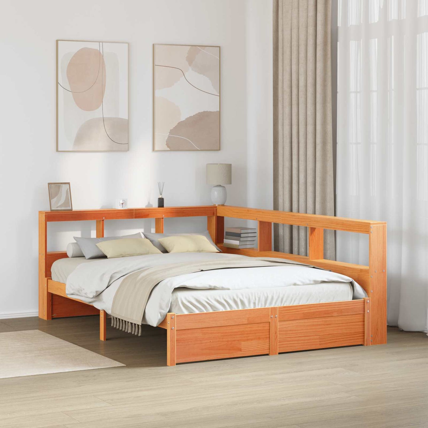 Letto Libreria con testiera 2 pcs Marrone cerato 200 x 140 cm | homemem39