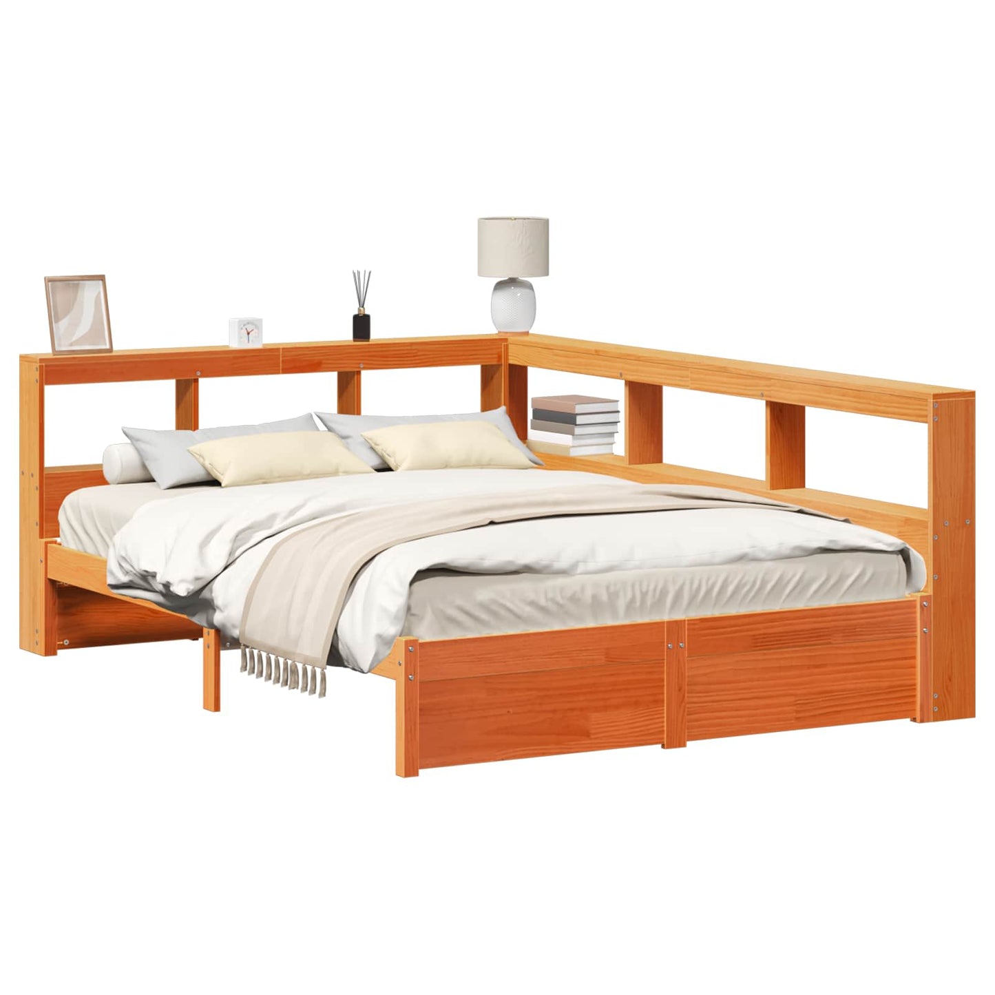 Letto Libreria con testiera 2 pcs Marrone cerato 200 x 140 cm | homemem39