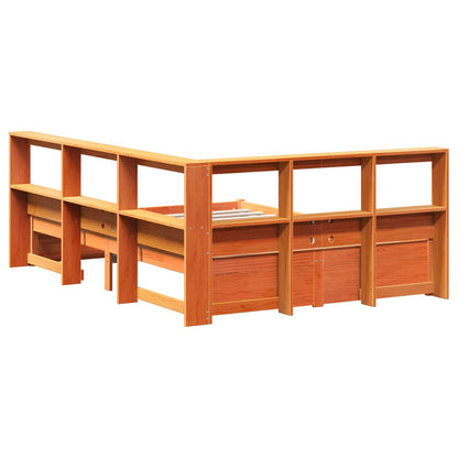 Letto Libreria con testiera 2 pcs Marrone cerato 200 x 140 cm | homemem39