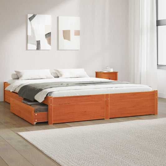 Struttura del letto con cassetto Marrone cerato 150 x 200 cm | homemem39