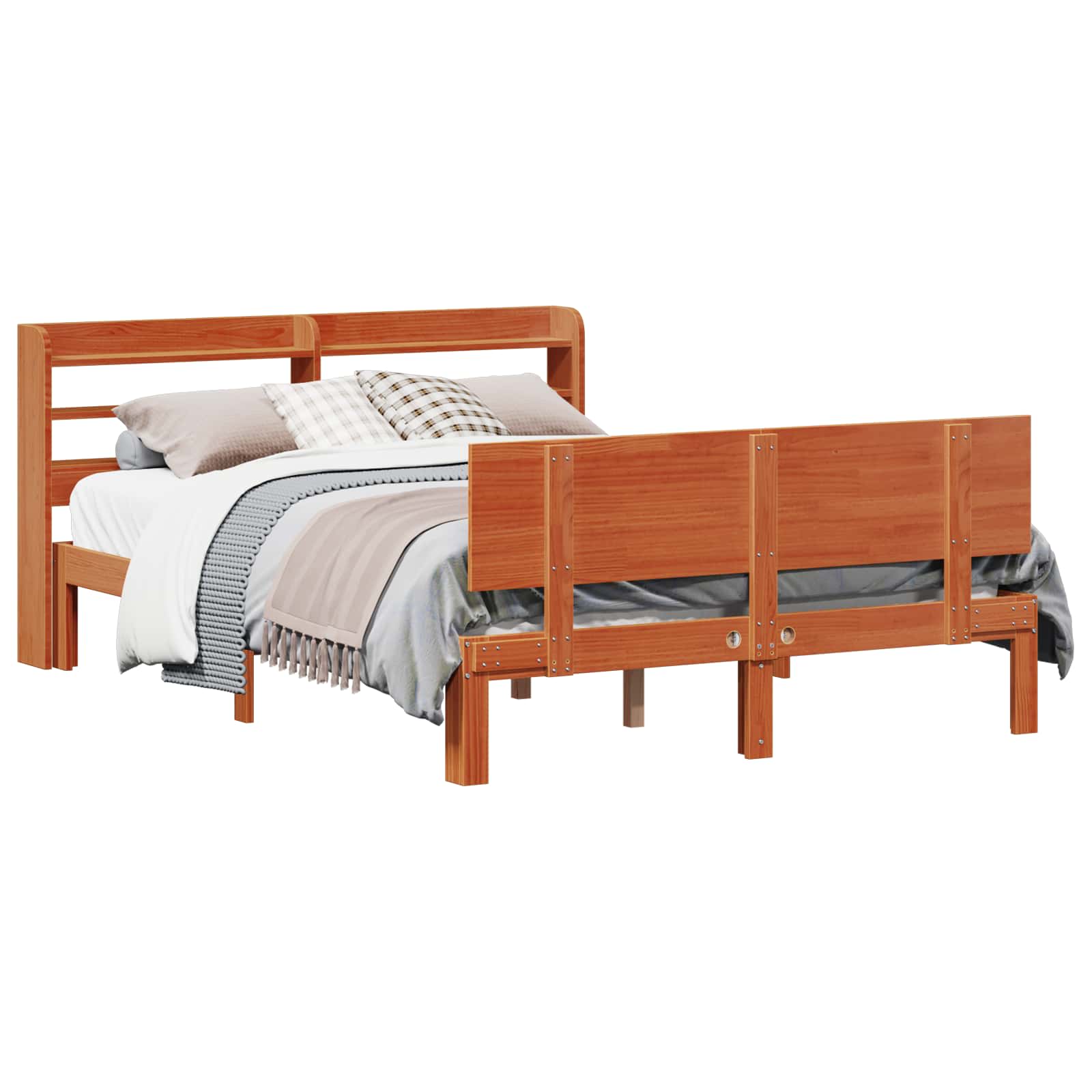 Struttura del letto 2 pcs Marrone cerato Legno di Pino Massello | homemem39