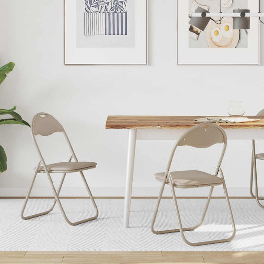 Sedia pieghevole 2 pcs Sabbia 48 x 43,5 x 81 cm Pelle Sintetica