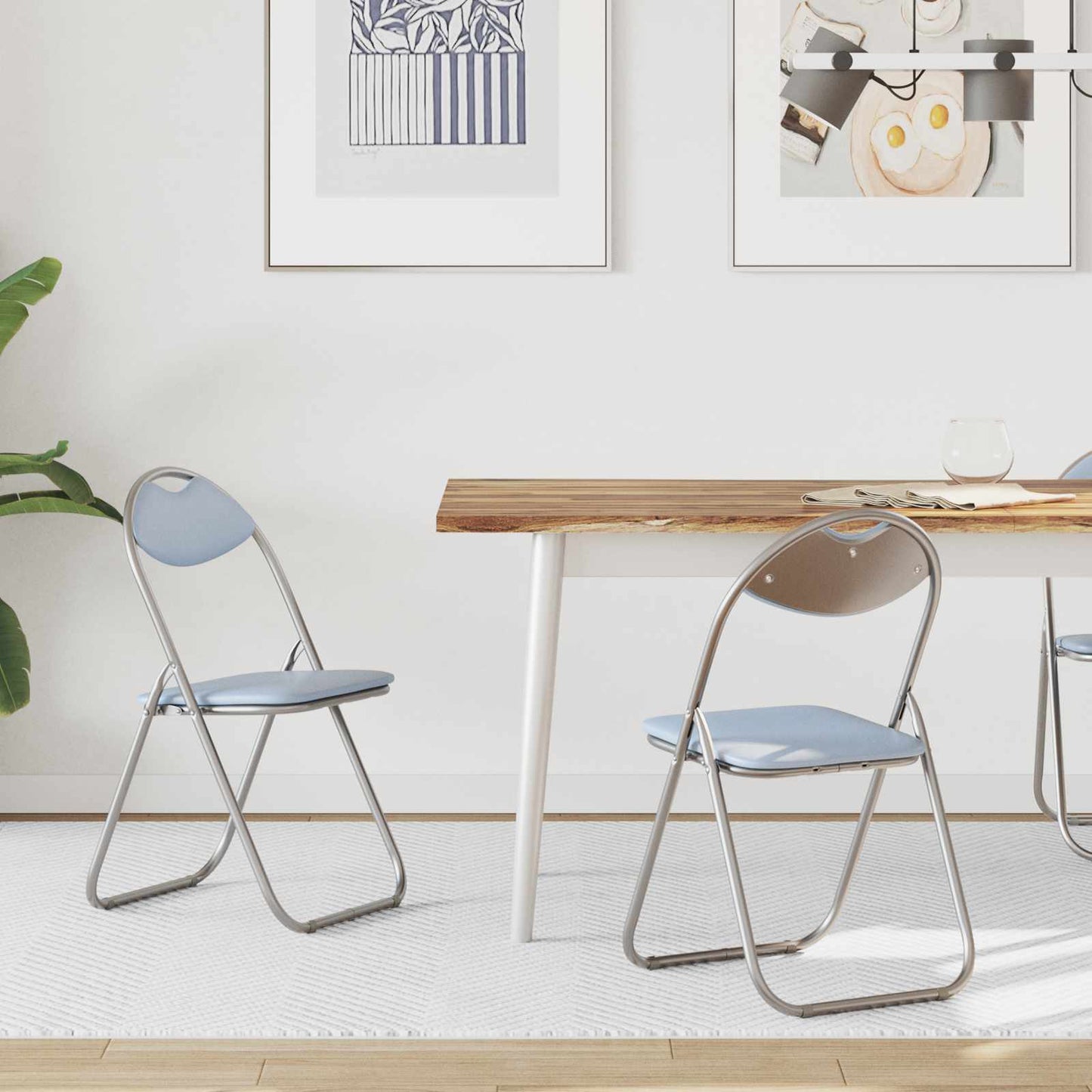 Sedia pieghevole 2 pcs Grigio 48 x 43,5 x 81 cm Pelle Sintetica